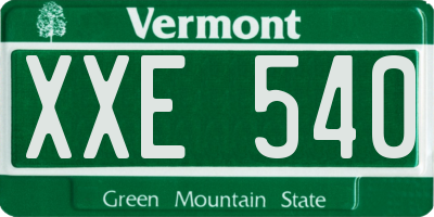 VT license plate XXE540