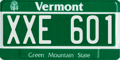 VT license plate XXE601