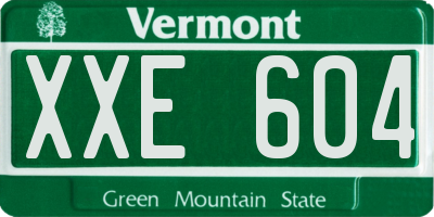 VT license plate XXE604