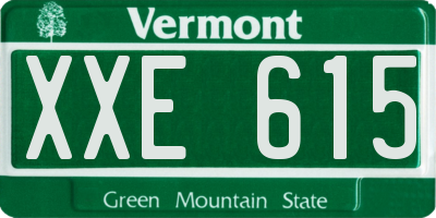VT license plate XXE615