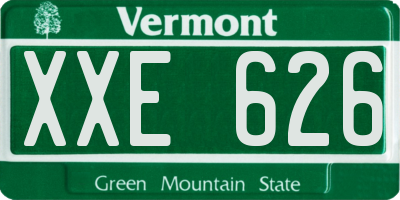 VT license plate XXE626