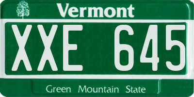 VT license plate XXE645
