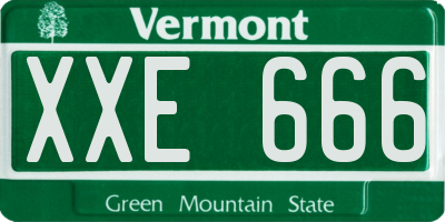 VT license plate XXE666