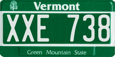 VT license plate XXE738