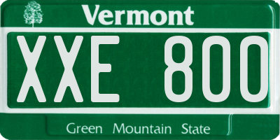 VT license plate XXE800