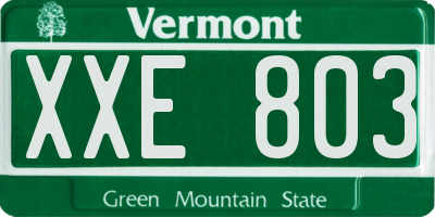 VT license plate XXE803