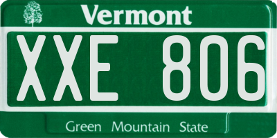 VT license plate XXE806