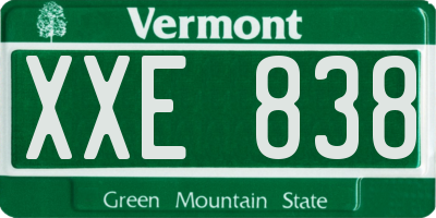 VT license plate XXE838
