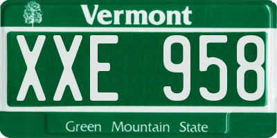 VT license plate XXE958