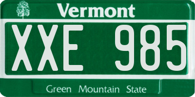 VT license plate XXE985