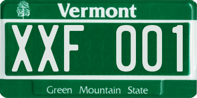 VT license plate XXF001