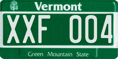 VT license plate XXF004