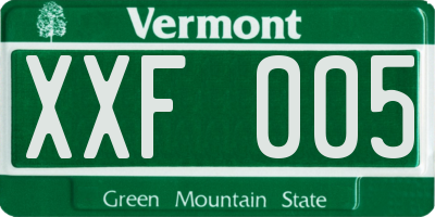 VT license plate XXF005