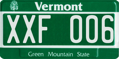 VT license plate XXF006