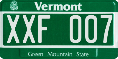 VT license plate XXF007