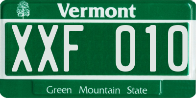 VT license plate XXF010