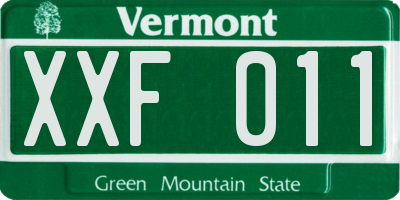 VT license plate XXF011