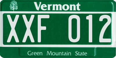 VT license plate XXF012