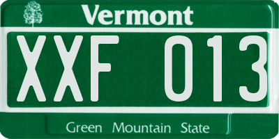 VT license plate XXF013