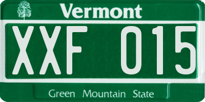 VT license plate XXF015