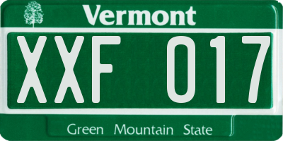 VT license plate XXF017