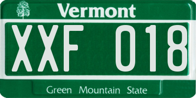 VT license plate XXF018
