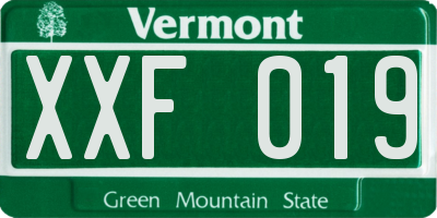 VT license plate XXF019