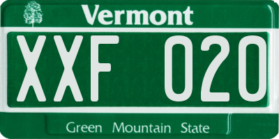 VT license plate XXF020