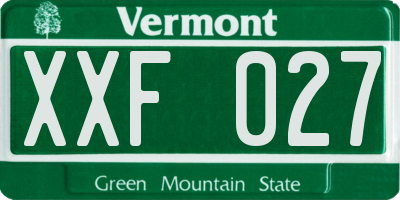 VT license plate XXF027
