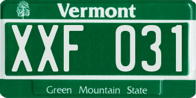 VT license plate XXF031