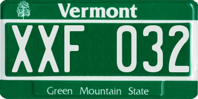 VT license plate XXF032