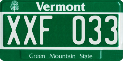 VT license plate XXF033