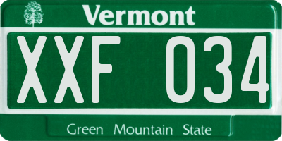VT license plate XXF034