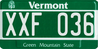 VT license plate XXF036