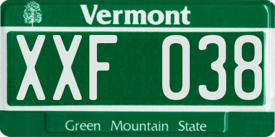 VT license plate XXF038