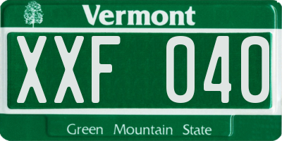 VT license plate XXF040
