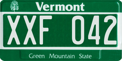 VT license plate XXF042
