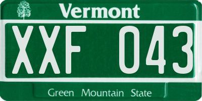 VT license plate XXF043