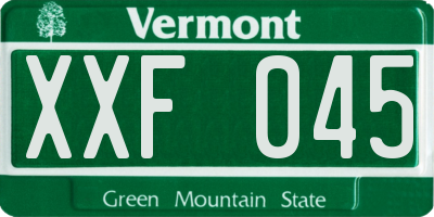VT license plate XXF045