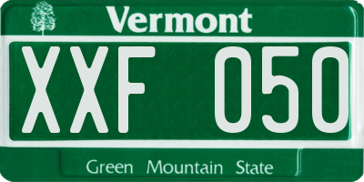 VT license plate XXF050