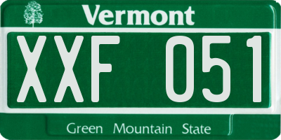 VT license plate XXF051
