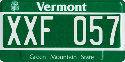 VT license plate XXF057