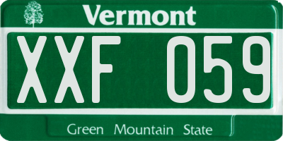 VT license plate XXF059