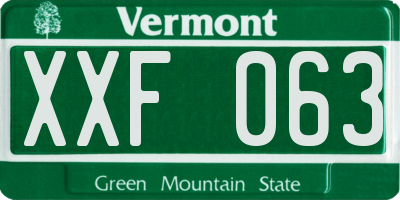 VT license plate XXF063