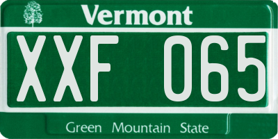 VT license plate XXF065