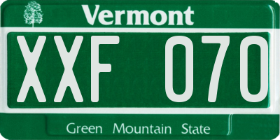 VT license plate XXF070