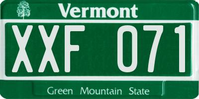 VT license plate XXF071