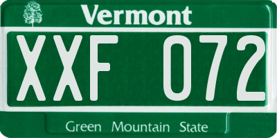 VT license plate XXF072