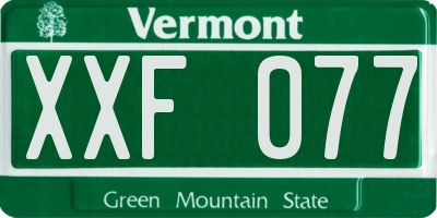 VT license plate XXF077