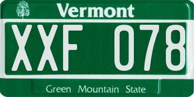 VT license plate XXF078